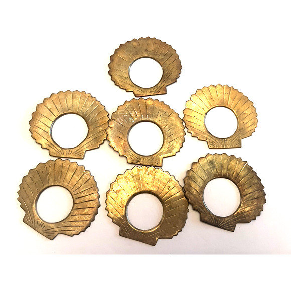 Rare Solid Brass Vintage Unique Napkin Rings Set Of 7 - Picture 2 of 4